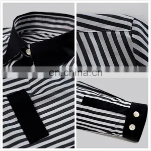 Classical Black and White Stripe Ladies Blouse or Tops thumbnail-5