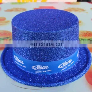 Blue PVC Glitter Top Hats With Logo thumbnail-1