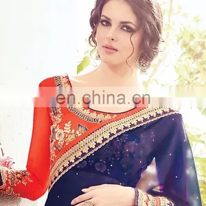 Latest Blue Color Indian Saree/Shari/Sari for Party Wear thumbnail-2