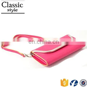 CR Fully Stocked Cheap Fancy a Casual Shoulder pu Surface Inlaid Iron Border With Long Belt Black Envelope Purse Silicon Bag thumbnail-3