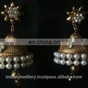 Indian Jewelry Jhumka Earrings, Big Jhumka, Gold Silver Plated Earrings Manufacturer thumbnail-3