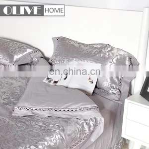 Made In China Home Textile New Luxury Pure Cotton 4 PCS Quilt Set Bed Sheet Cover Sets Jacquard Comforter Lace Bedding Set thumbnail-3