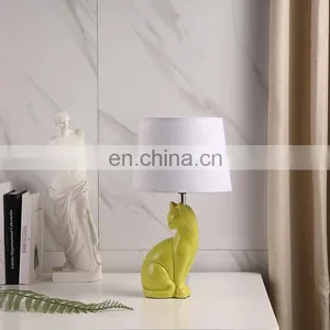 European Modern Animal Yellow Cute Cat Shape Ceramic Bedroom Desk Lights for Home Hotel thumbnail-1