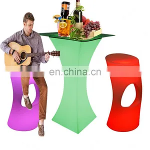 Modern Plastic Led Lighted up Furniture Led Table Chair Set / Led Bar Table and Chairs thumbnail-2