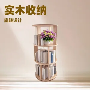 Wooden Display Bookcase Book Storage Bamboo Craft Book Rack Storage Rack Shelves Books Holder Wooden Bookcase Bookshelf thumbnail-2