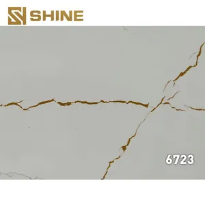 Latest Marble Artificial Quartz Stone Calacatta White Quartz Slab Widely Used thumbnail-4
