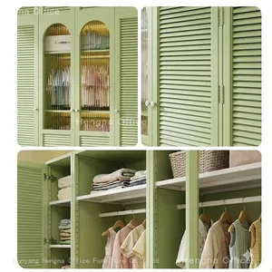 Bright Green Formaldehyde-free Kids Metal Locker for Family Housing, 0.8mm Cold Rolled Steel Wardrobe, Custom Size & Color thumbnail-4