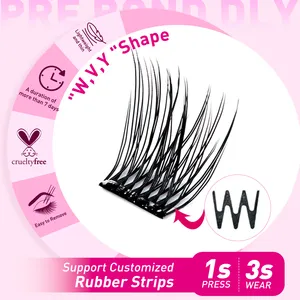 Reusable Self Stick Press Lashes Waterproof Synthetic Hair Lash Clusters for Pre Glued Long Lasting Cruelty-Free Glow Half Eyelash thumbnail-2