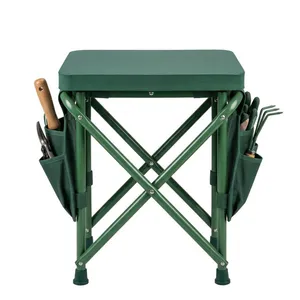 Lightweight Foldable Steel Frame EVA Cushion Portable Dual Purpose Kneeling Pad Stool With Side Pouch Garden Work Kneeler thumbnail-5