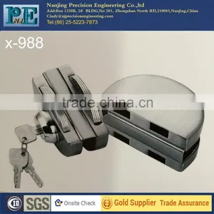 Chrome Plating Stainless Steel 304 Double Half Round Head Double Glass Door Lock Plus Hand Action thumbnail-1