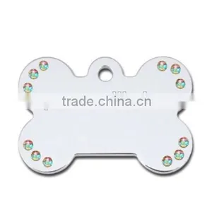 Dog Tag Zinc Alloy Rhinestone Bone Shape Dog ID Tag thumbnail-1