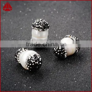 Wholesale Natural Freshwater Pearl Beads With Rhine Stone Paved, Freshwater Pearl Jewelry Quality Choice thumbnail-3