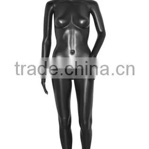 Black Abstract Head Standing Slim Plastic Ghost Mannequins Rotatable Nude Manikin for Clothing Shop thumbnail-1