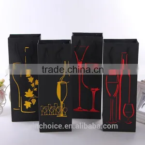 Black Cardboard Bag ,wine Bag ,promotion Bag , Hot Silver/gold Craft Printing, Cotton Handle thumbnail-1