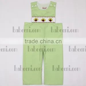Lime Green Turkey Hand Smocked Boy Romper thumbnail-1
