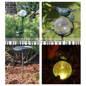 Bird Bath Feeder Solar Glass Orb Garden Stake Light thumbnail-1
