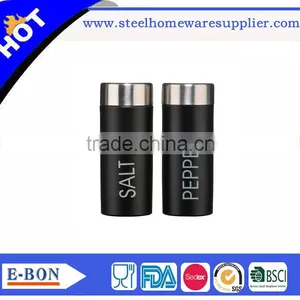 High Quality Black Stainless Steel Salt and Pepper Mill Set With Manual Button thumbnail-1