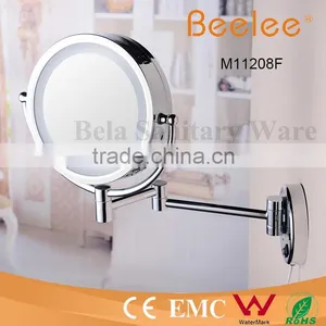 8.5 Inch Round Foldable Makeup Mirror AC Power Wall Mirror With Led Light thumbnail-1