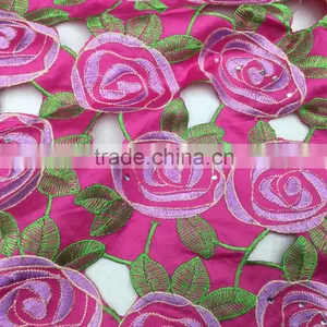 New Arrival Purple Silk Lace /fashion Flowers Design Soft Cotton Fabric for Wedding Party Dress thumbnail-1