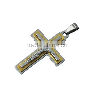 Latest Design Fashion Jewelry Gold Plated Stainless Steel Jesus Cross Necklace Pendant thumbnail-6