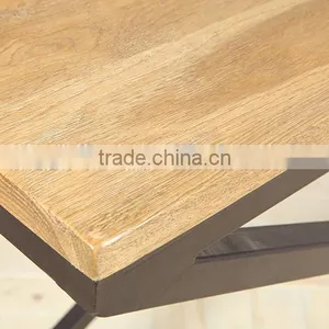 Vintage Wooden Side Table With Metal Legs thumbnail-5