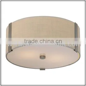 UL CUL Listed Semi Hotel Bedroom Flush Fabric Ceiling Lamp In Brushed Nickel Finish C40734 thumbnail-1