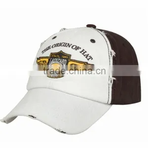100% Cotton Twill Worn-out Washed Baseball Cap With Flat Embroidery Logo thumbnail-1