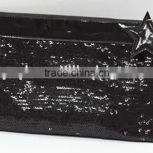 Black Sequin Cosmetic Bag With Strar thumbnail-1