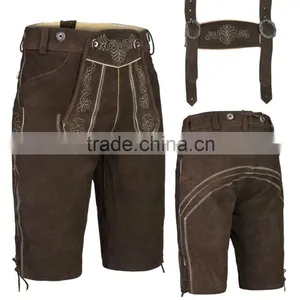 Trachten Lederhosen Short Schwarz With Embroidery thumbnail-2