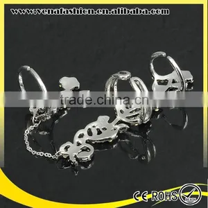 Novelty Antique Silver Rose Flower Shaped Double Ring thumbnail-5