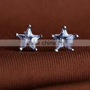 Lovely Gift White Sapphire Star 18K White Gold Filled Stud Earring thumbnail-1