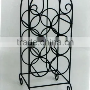 6 Bottle Wood Handle Iron Wine Rack thumbnail-1