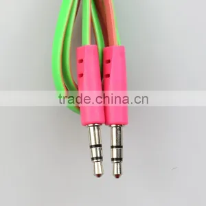 Double Combined With Beautiful 3.5mm Stereo Male to Male Moulded Plugs Double Color Flat Cable thumbnail-1