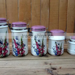 Factory Directly Ceramic Airtight Storage Jar With Metal Slip Lid thumbnail-1