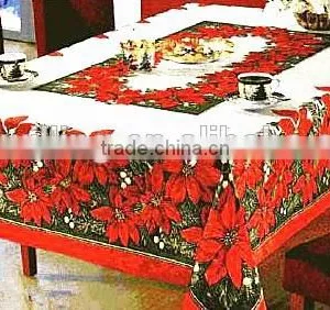 Transfer Print Christmas Design 100% Polester Table Cloth From Manufacturer thumbnail-5