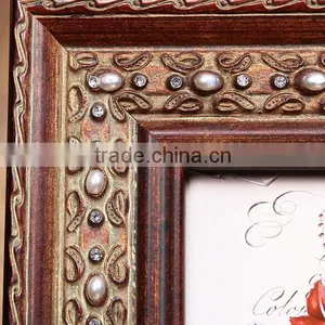 Premium Quality Top-level Decorative Archaistic Wooden Picture Rahmen Handmade Baroque Antique Natural Solid Wood Photo Frame thumbnail-3