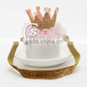 New Fashion Crystal Rhinestone Floral Tiara Crown With Elestic Glitter Ribbon Hair Band thumbnail-1