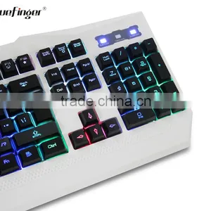 USB White Rainbow LED Illuminated Backlit Gaming Keyboard thumbnail-5