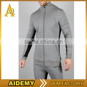 Man Wholesale Grey Basic Full Zip Gym Hoodie thumbnail-1