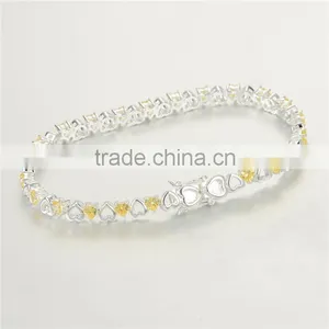 925 Sterling Silver Yellow CZ Infinity Heart Bracelet Wholesale BR005 thumbnail-5