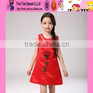 Latest Design Children Kids Party Dresses Wholesale Free Necklace Embroidered Kids Dresses for Girls 2016 thumbnail-1