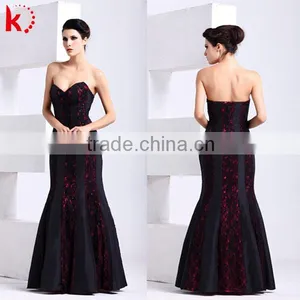 Sexy Backless Off-shoulder V-neck Fishtail Taffeta Beaded Long Lace Best Evening Dress thumbnail-1