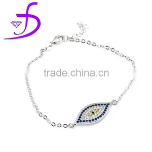 925 Silver Micro Pave Setting Jewelry Evil Eye Bracelet thumbnail-1