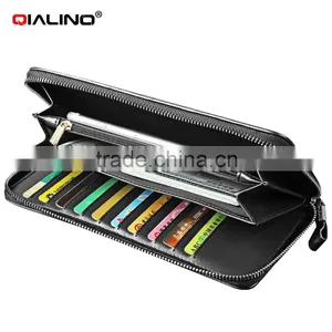 QIALINO RFID Blocking Wallet Genuine Leather Wallet With Lock Handbag thumbnail-4