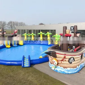 Customized Inflatable Ground Water Park High Sale Huge Inflatable Pool With Slides thumbnail-1