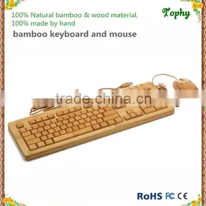 Factory Supply 100% Bamboo Handcrafted Keyboard and Mouse Combo, Wired and Wireless Style Both Available thumbnail-4