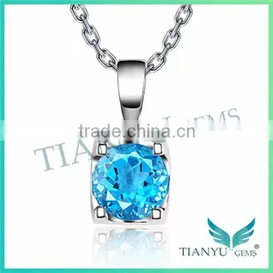 Wholesale Blue Cubic Zirconia Pendants Charms Necklace thumbnail-2