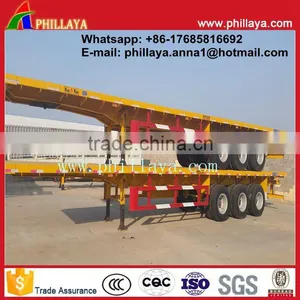 Good Factory3 Axles Drop Deck Flat Bed Semi Trailer for Transport Container Trailer thumbnail-1