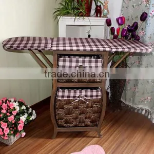 Wicker Drawer Wood Folding Ironing Board thumbnail-1