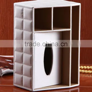 Quality PU Leather Multifunctional Desktop Storage Tissue Box thumbnail-3
